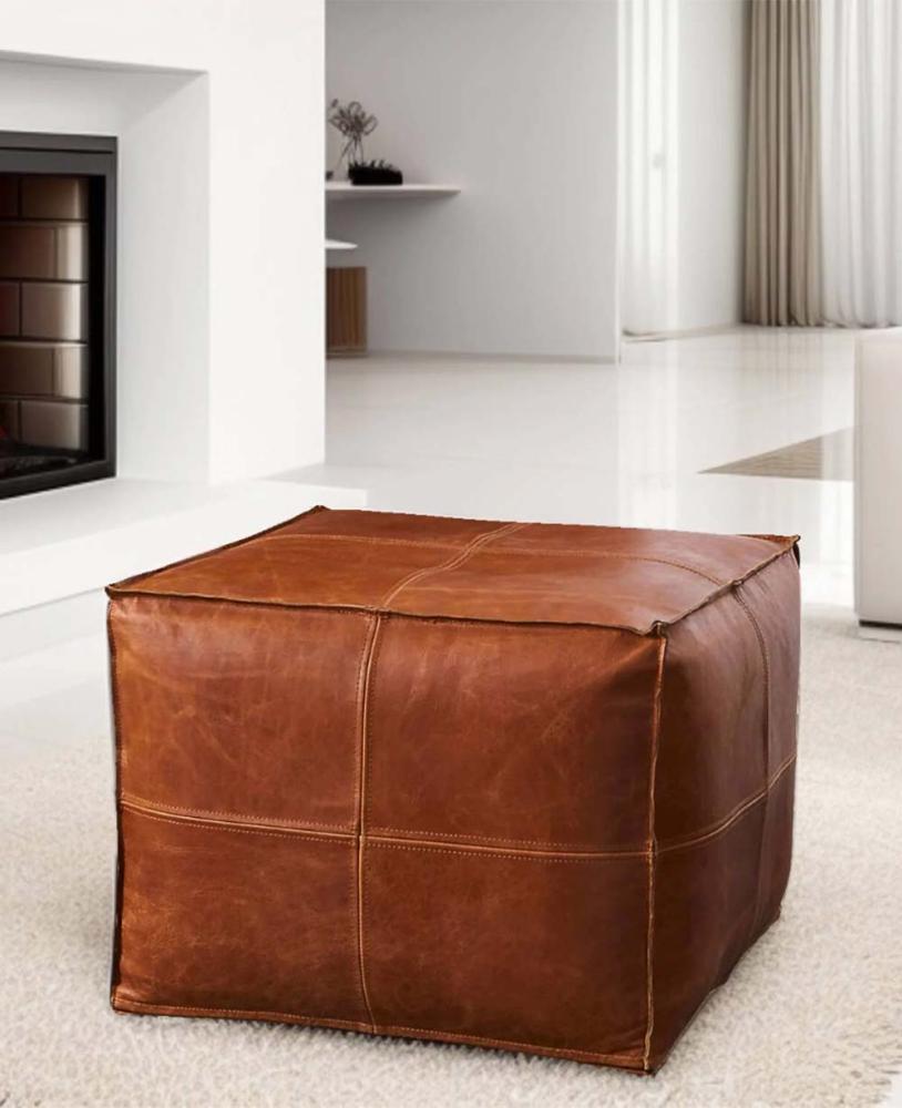 Square Leather Pouf